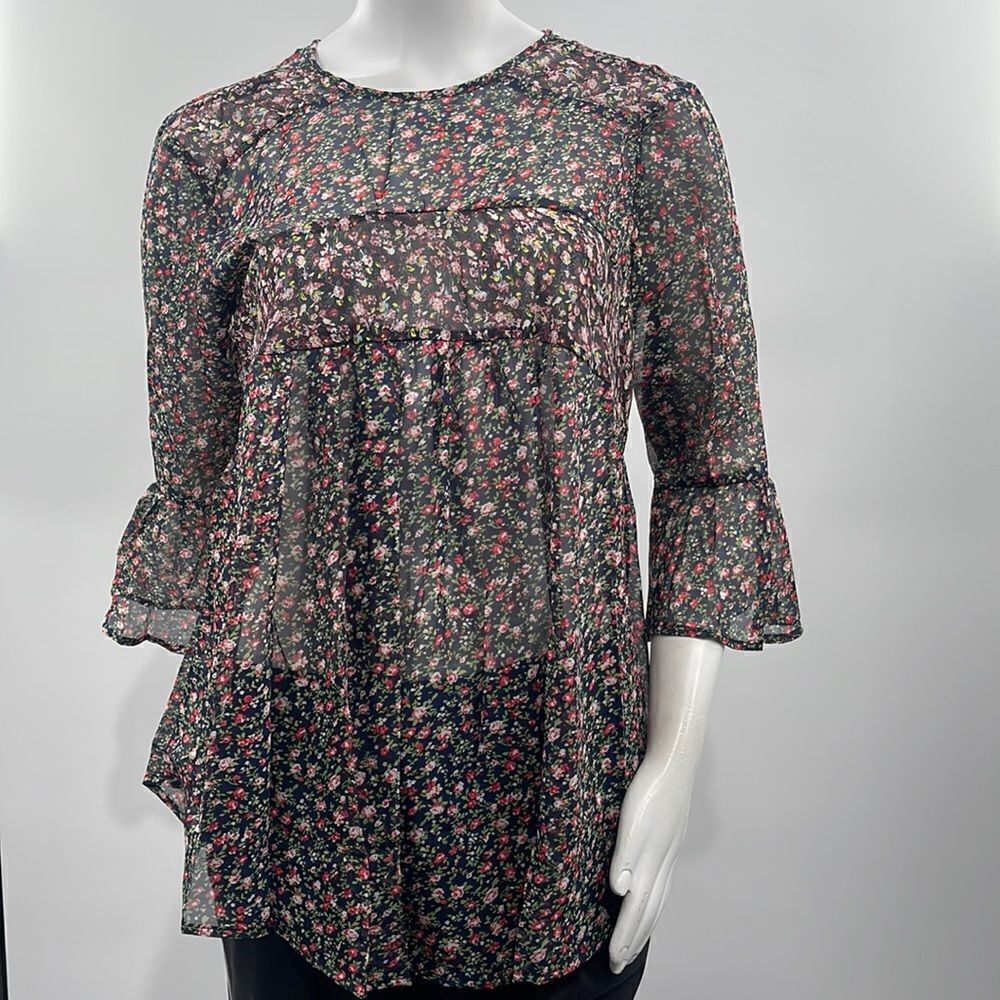 3For$20 Meaneor Blouse Bell Sleeve Long Flowy Top Basic Losse Tunic Size Small